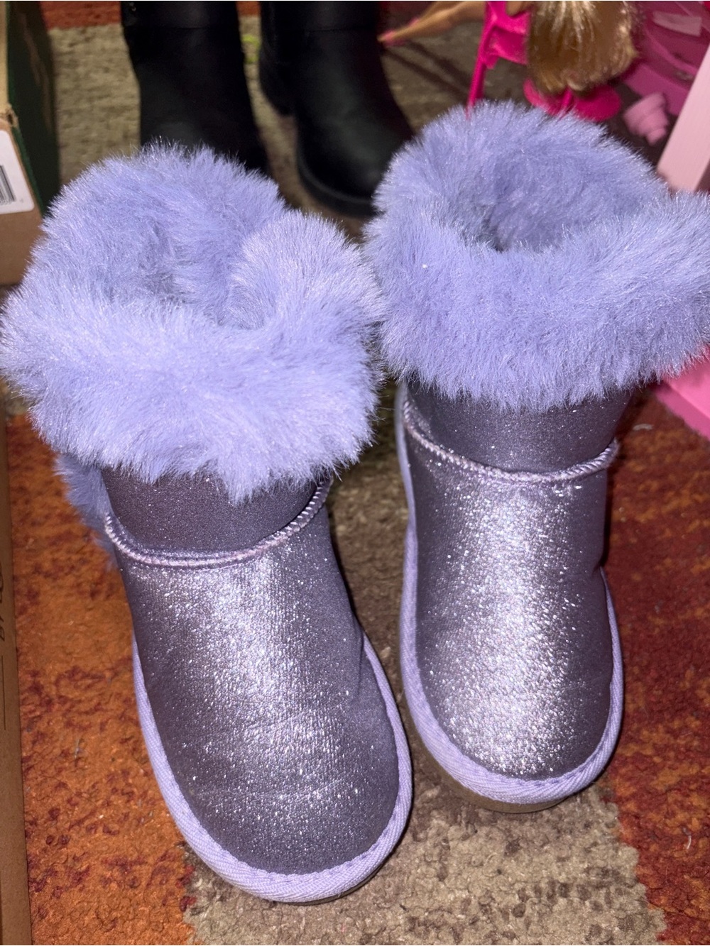 Sparkly Lilac Faux-Fur Winter Boots